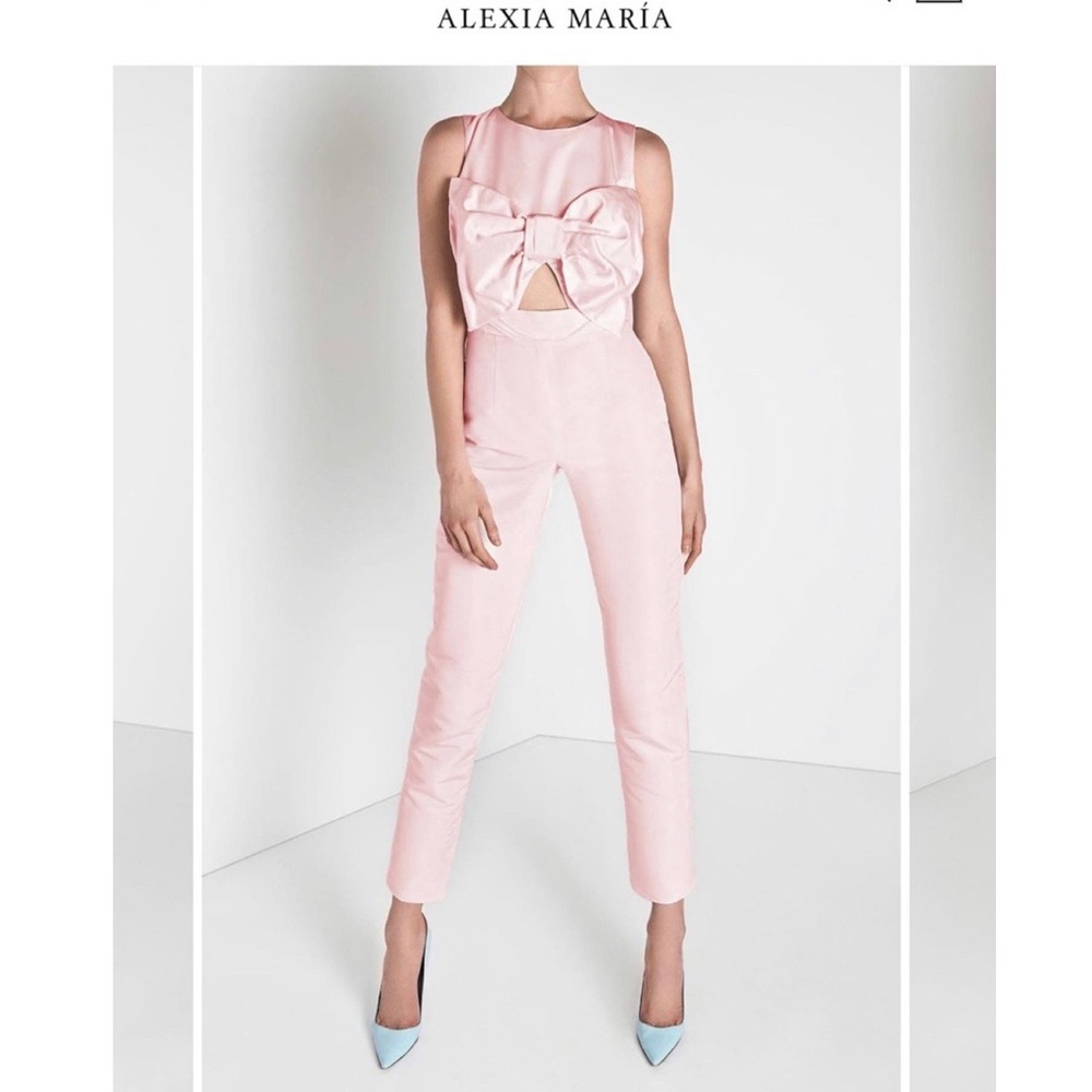 Alexia Maria Pink Sleeveless Bow Jumpsuit